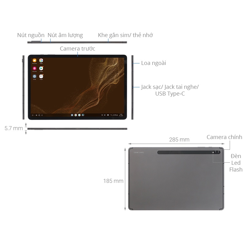 [Tặng Ốp + Bàn Phím] Máy tính bảng Samsung Galaxy Tab S8 Plus - Hàng Chính Hãng, Mới 100%, Bảo Hành 12 Tháng