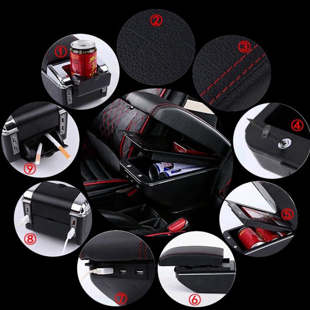 Hộp tỳ tay xe Aveo / Gentra / Lacetti cao cấp tích hợp cổng sạc USB - Bảo hành 12 tháng