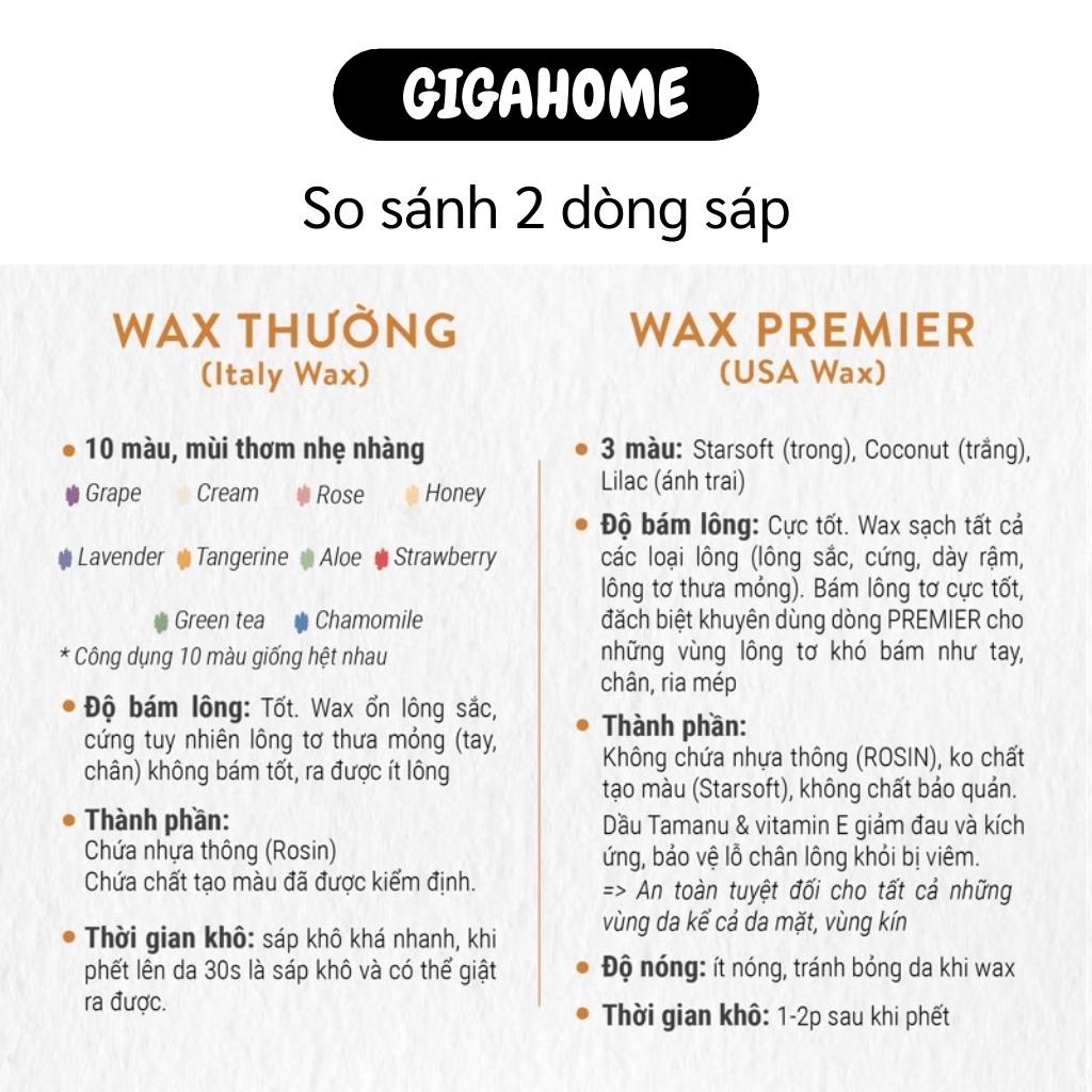 Sáp Màu Wax Lông Cao Cấp Siêu Bám Dính Không Đau Tặng Que Gạt Triệt Lông GIGAHOME Sáp Hard Beans Nhập Khẩu Túi Zip 100g