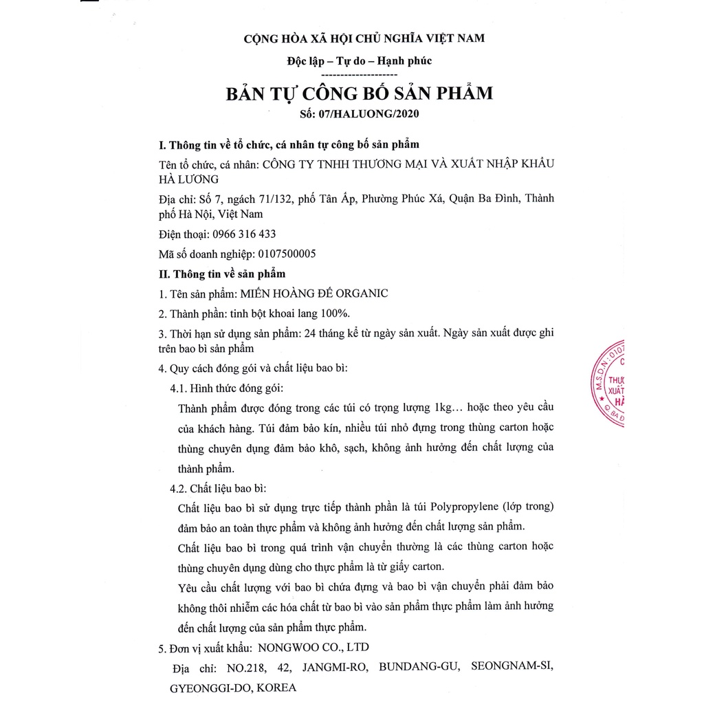 Miến Hàn Quốc Organic King Vermicelli Siêu ngon