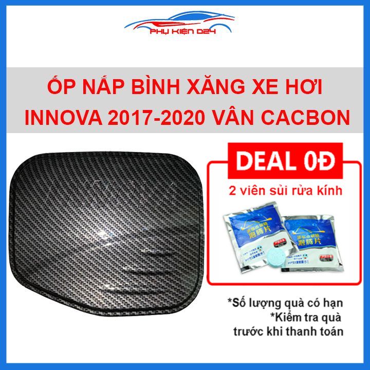 Ốp nắp bình xăng Innova 2017-2018-2019-2020 vân cacbon chống trầy trang trí ô tô