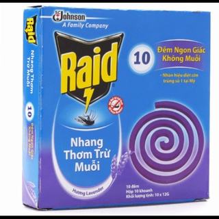 Combo 5 hộp nhang muỗi Raid hương Lavender - 10 khoanh/hộp