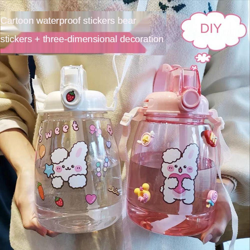 Bình Nước Nhựa Có Ống Hút Họa Tiết Hoạt Hình Cho Bé