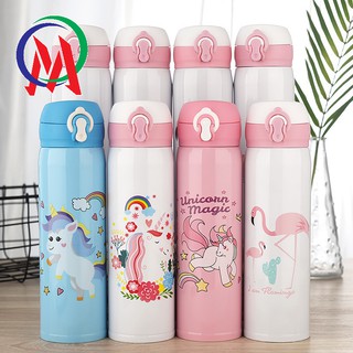 Bình Nước Cho Bé Hoạt Hình Dễ Thương Nút Bấm 500ml tiện lợi cho bé mang theo đi học.