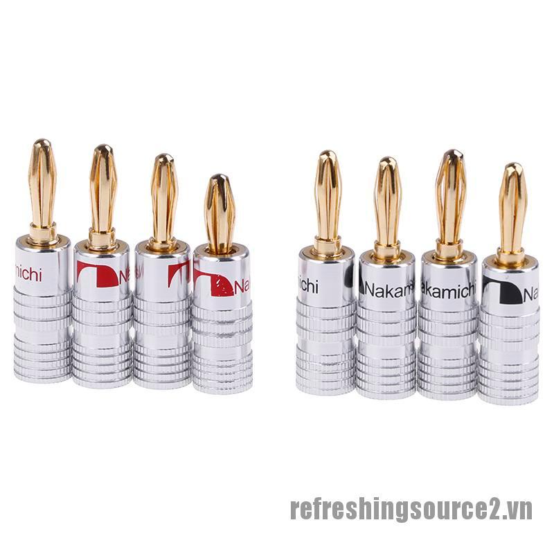 [REF2] 4pcs 2pairs 24K Gold Plated Speaker banana plug Audio Jack connector