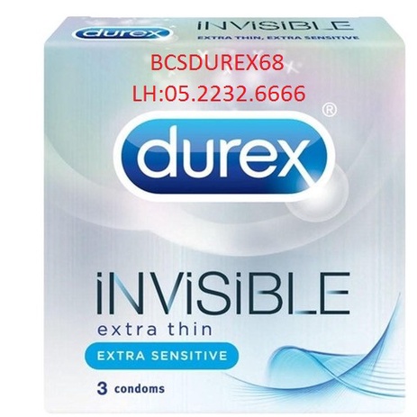 Bao cao su Durex Invisible [MỎNG NHẤT THẾ GIỚI] Hộp 3 chiếc (che tên sản phẩm khi giao tuyệt đối bảo mật)