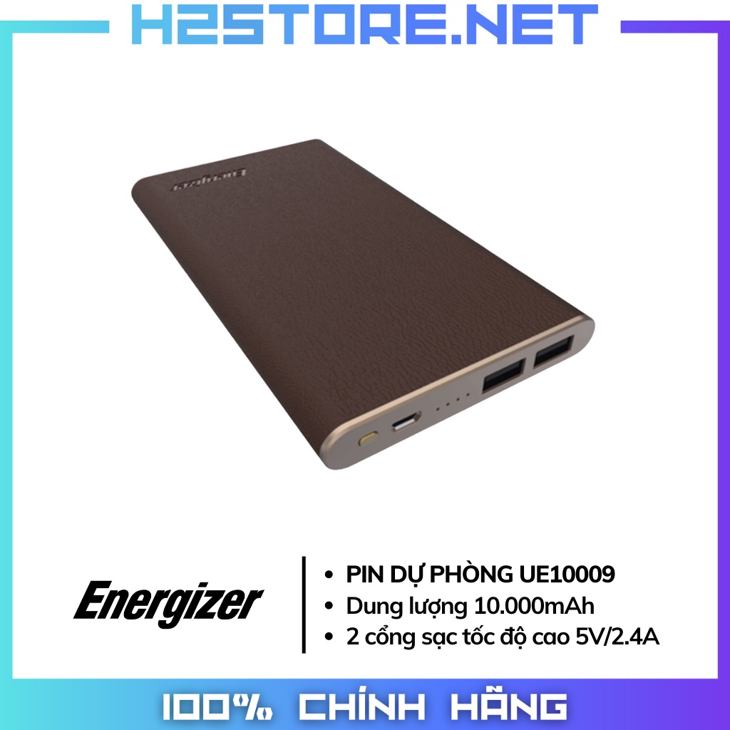 Pin sạc dự phòng Energizer UE10009 - 10,000mAh, Bọc Da Cao Cấp