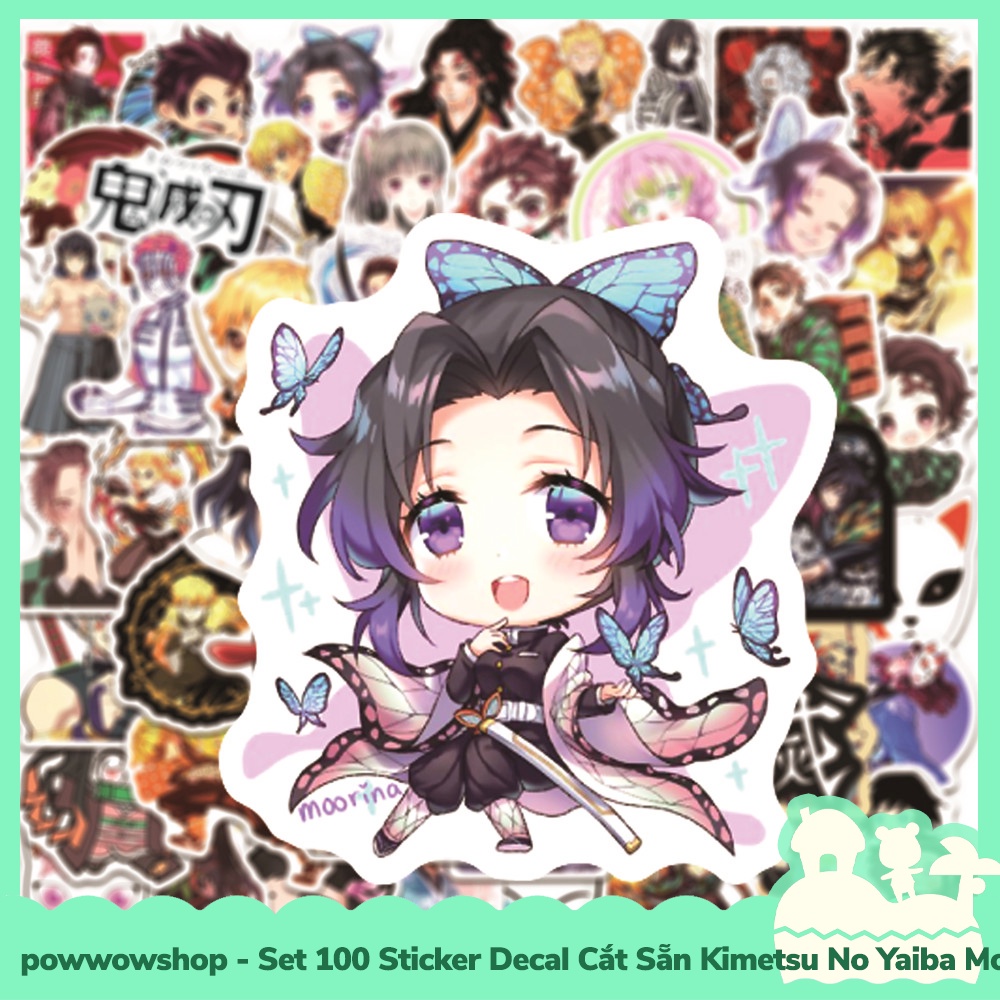 [Sẵn VN - Hỏa Tốc] Set 100 Sticker Mini Decal Dán Trang Trí Vật Dụng Mẫu Kimetsu No Yaiba Best Moment