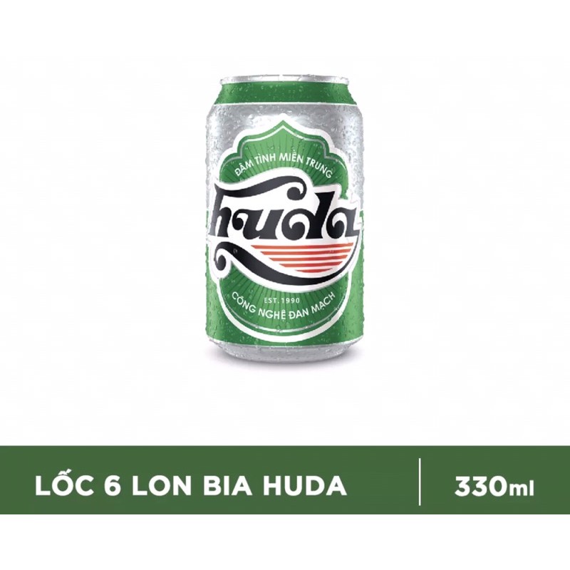 Bia Huda xanh lon - lốc 6 lon bia 330ml