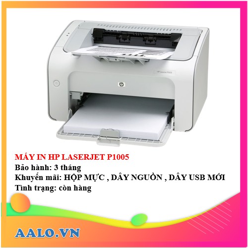 MÁY IN HP LASERJET P1005 - KÈM HỘP MỰC , DÂY NGUỒN , DÂY USB MỚI - AALO.VN