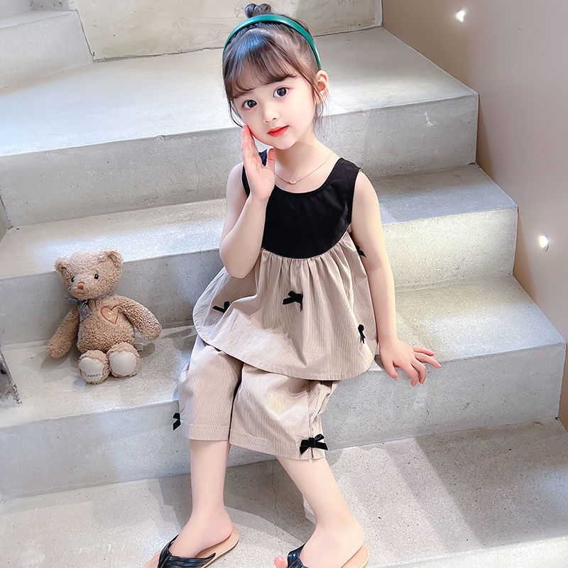Bộ Áo + Quần Dáng Rộng Phong Cách Hàn Quốc Thời Trang Mùa Hè Cho Bé Gái