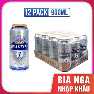 Bia nga nhập khẩu - bia baltika loại số 7 - 900ml/lon, 12 lon/thùng