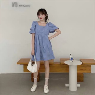 [ORDER] Váy trắng cổ vuông tay bồng( dáng ngắn thêm 3 màu mới siêu hot)