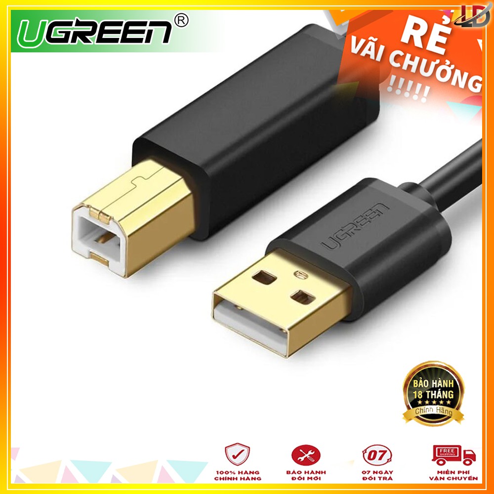 Dây máy in USB 2.0 dài 1m - 5m mạ vàng UGREEN US105 (10350,20847,10351,10352) - Phukienleduy