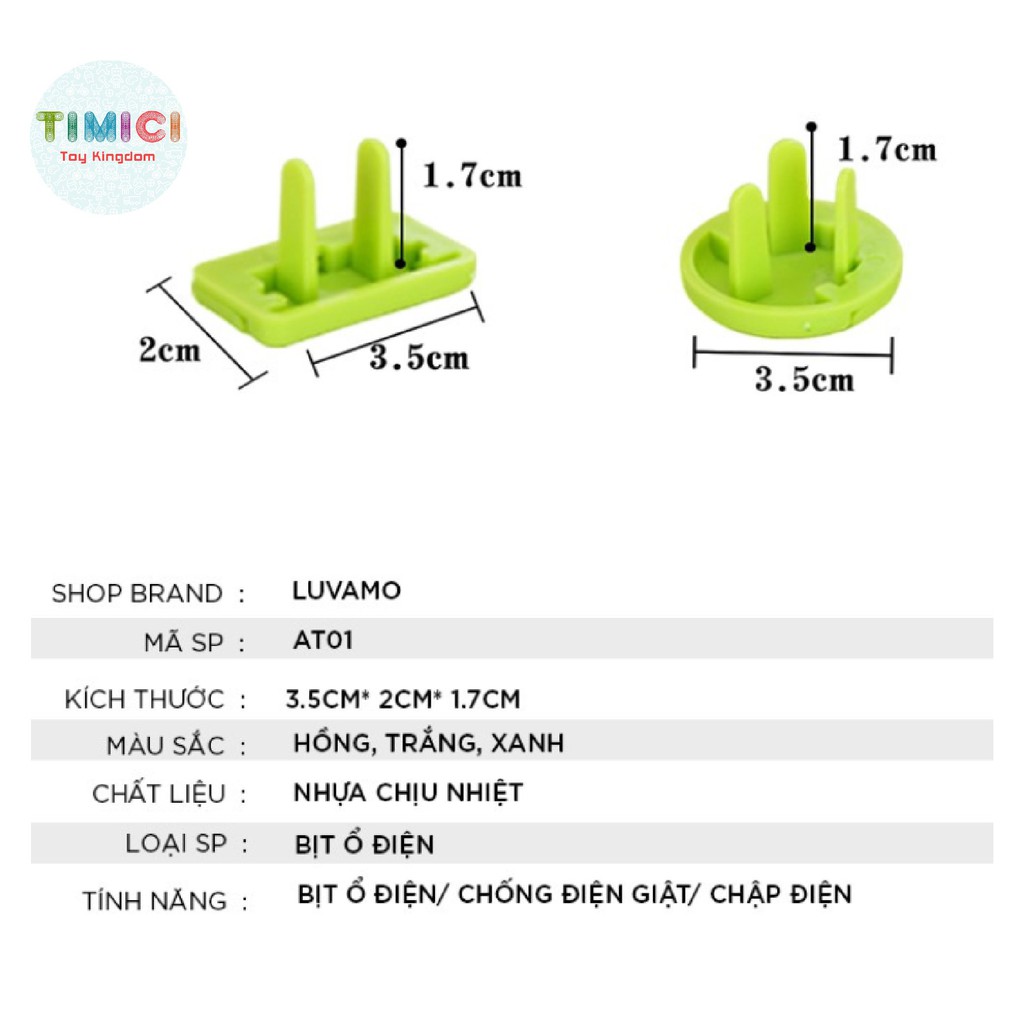 [AT010] Bịt ổ điện 2 chân cao cấp chống giật nhỏ gọn chắc chắn bảo vệ an toàn cho bé