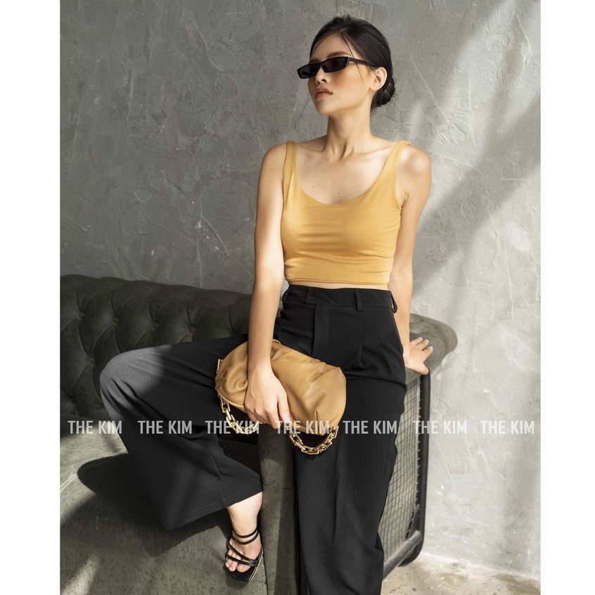 Áo hai dây croptop cổ U chất cotton may 2 lớp vải , áo thun body dáng lửng A108 The Kim | BigBuy360 - bigbuy360.vn
