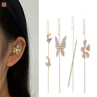 1 Cặp Khuyên Tai Zircon Dạng Kẹp Vành Tai Phong Cách Thời Trang