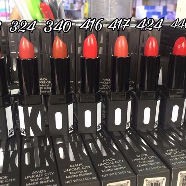 Son Lì Amok Unique City Technical Matte Lipstick Hàn Quốc 4g (#416 Tropic Red - Đỏ cam)