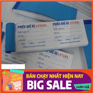 FREESHIP 50K_Tập phiếu giữ xe 1 liên trắng (80 tờ/1 tập)