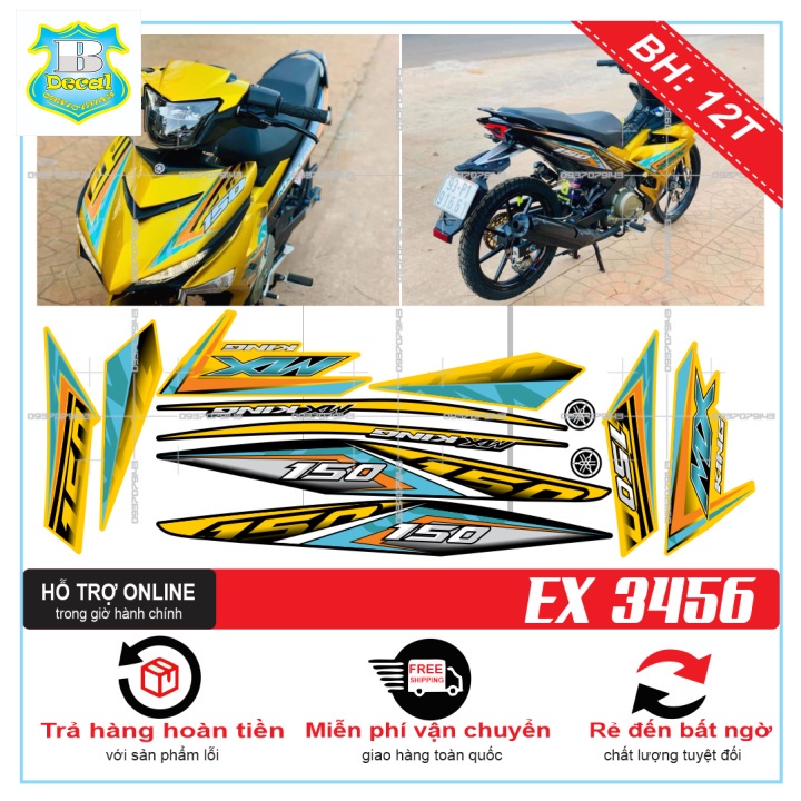 ( Quí khách vui lòng mang ra tiệm cho thợ dán ) Tem EX 150 VÀNG ĐEN 3456 [Bi Decal]