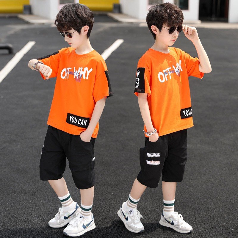 Bộ quần áo thun hè &quot;V.OFF&quot; 14-45kg cho bé trai 4-14 tuổi. Mềm mịn, thoáng mát. B2