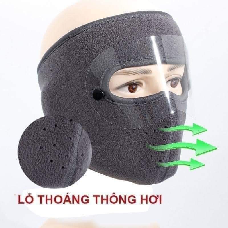 Khẩu trang ninja lót nỉ kèm kính giá sỉ