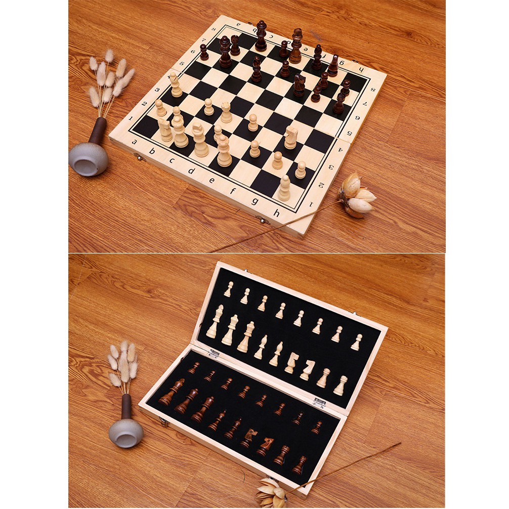 Bộ cờ vua bằng gỗ tiêu chuẩn quốc tế đủ size có nam châm – Hàng xuất Nga