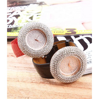 ĐỒNG HỒ NỮ ĐÍNH ĐÁ DÂY DA A55