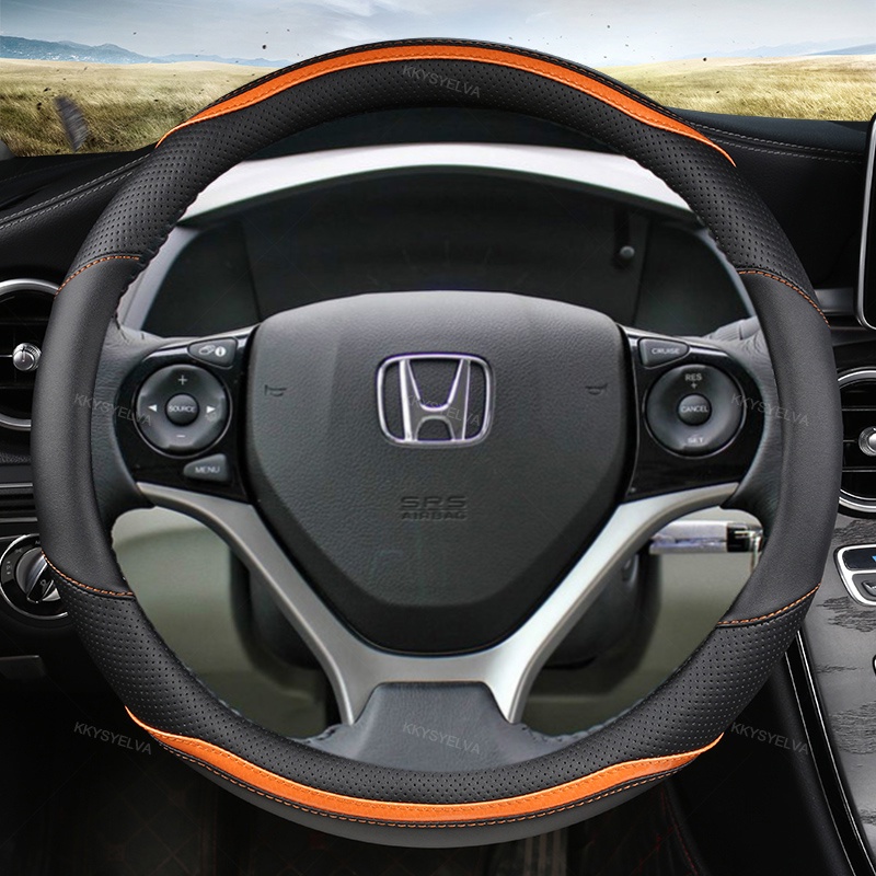 Bộ Tấm Vải Da + Sợi Carbon Bọc Vô Lăng Xe Hơi HONDA CIVIC 2004 2006 2007 2008 2009 2012 2013 2014