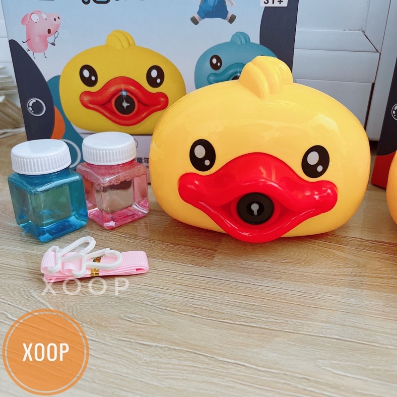 Đồ chơi xoop ! Máy thổi bong bóng hình vịt đóng hộp xịn đẹp