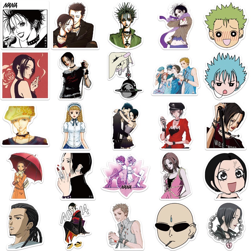 Bộ 50 Sticker Anime NaNa Trang Trí Ván Trượt, Laptop, Notebook, Xe Hơi
