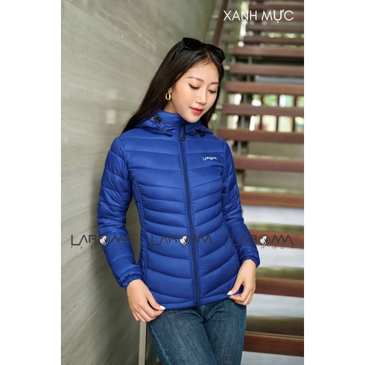 Áo phao nữ có mũ Laroma, siêu nhẹ, trần bông