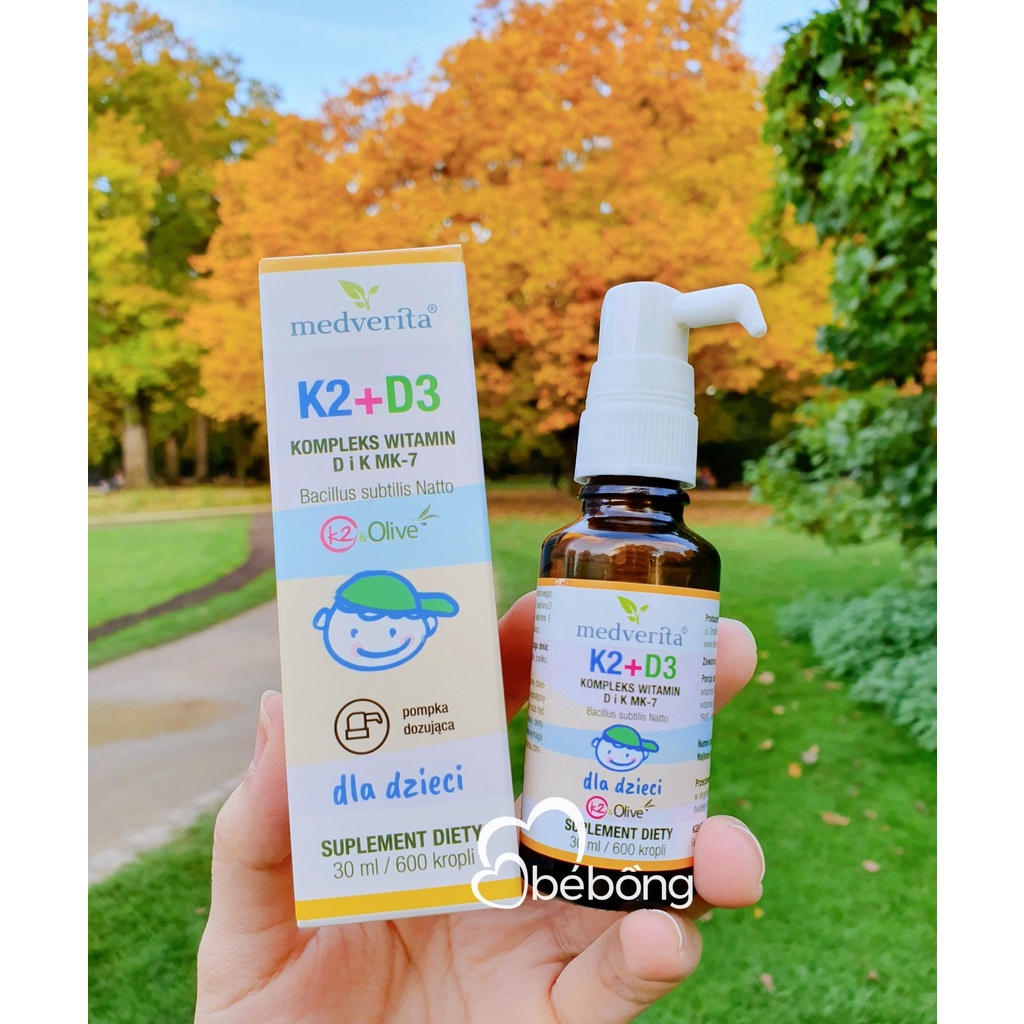 Vitamin D3 K2 MK7 Medverita 30ml Cho Bé Từ Sơ Sinh