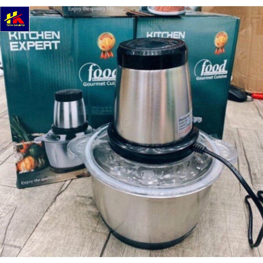 Máy xay thịt Kitchen Expert dung tích 2L cối Inox cao cấp, Máy nghiền thịt - Hồng Kỳ Mart