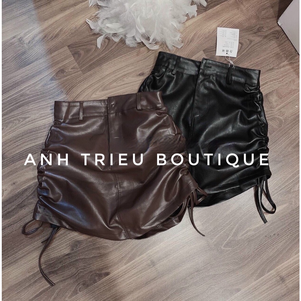 Chân Váy Da Chữ A Ngắn Rút Dây Cao Cấp | BigBuy360 - bigbuy360.vn