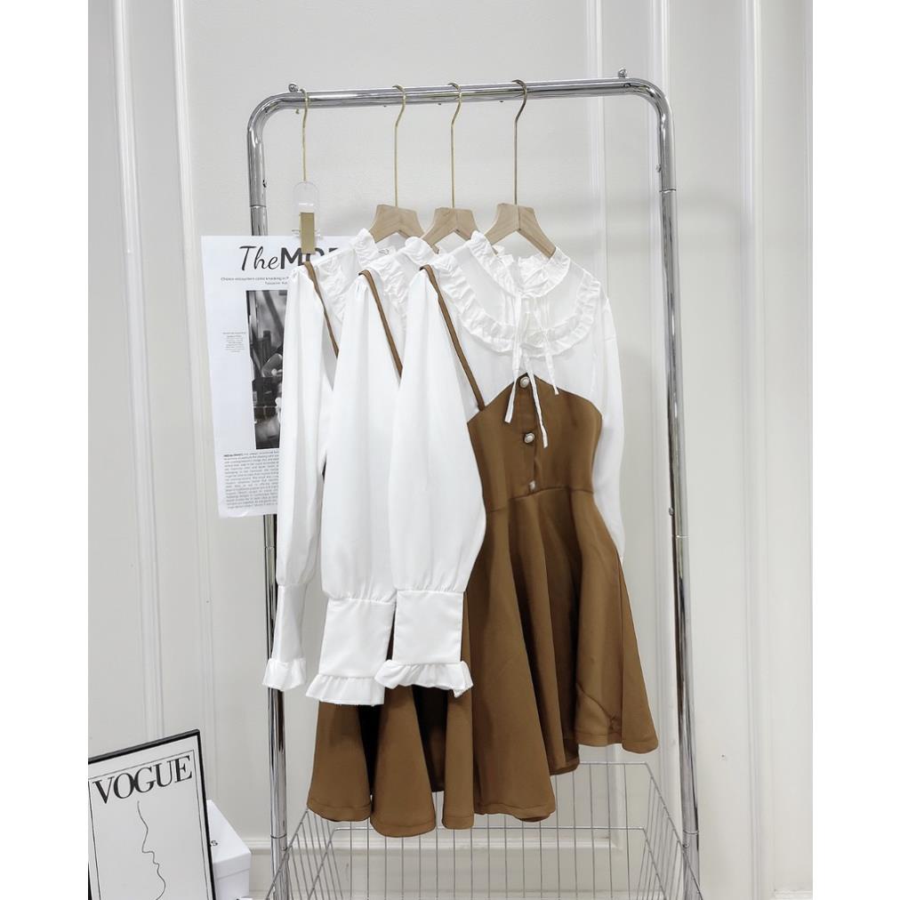 [ 𝐅𝐑𝐄𝐄 𝐒𝐇𝐈𝐏 ] VÁY YẾM  SƠ MI NÂU TÂY CHẤT TUYẾT MƯA TIỂU THƯ XINH XẮN