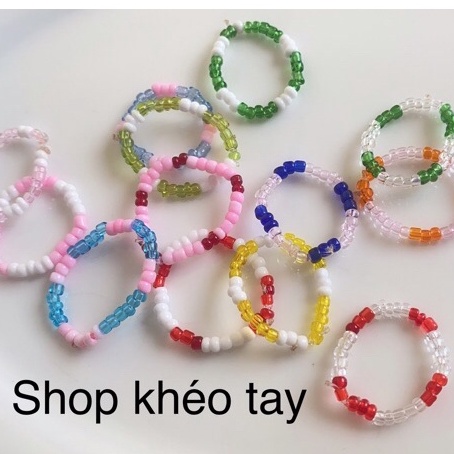 Nhẫn hạt cườm pha-lê kiểu đơn giản \ Beaded ring