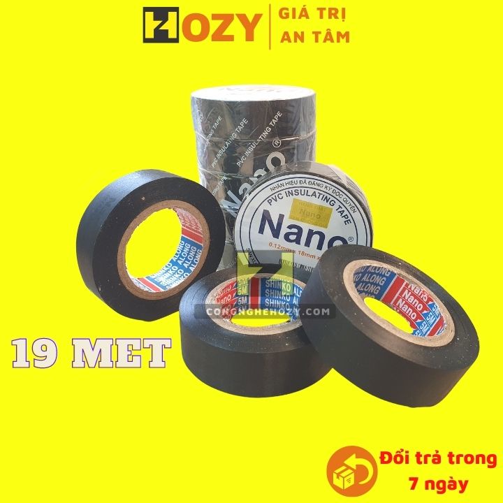 Băng dính cách điện, keo dán cách điện 19 met (20yard) Nano chuẩn, băng dính đen , dính đa năng dính cho nhiều vật liệu