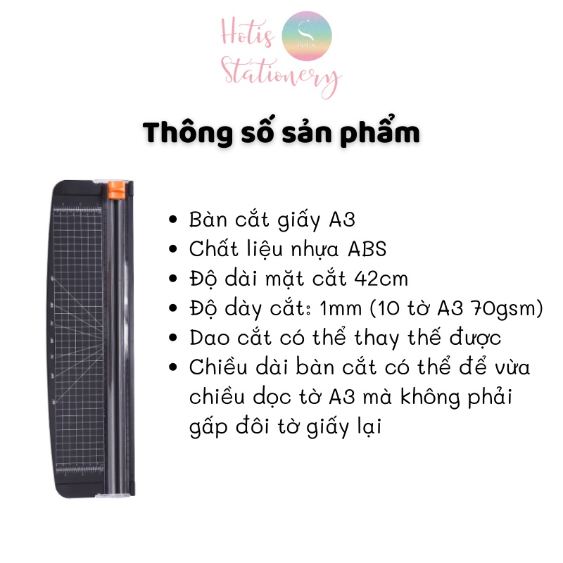 Bàn cắt giấy A3 cỡ lớn 45.6x13cm - Màu đen