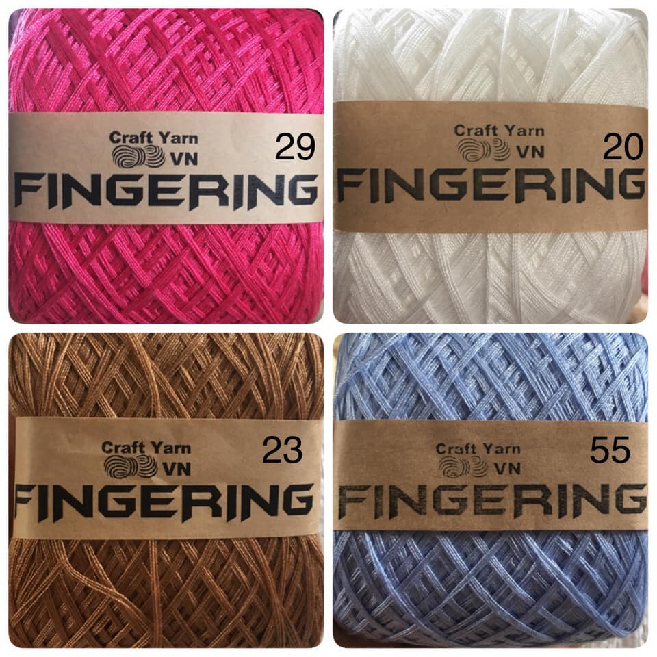 Bảng màu 2. Sợi Fingering - Sợi cotton bóng đan móc áo váy, trang phục mùa hè, áo đầm trẻ em.