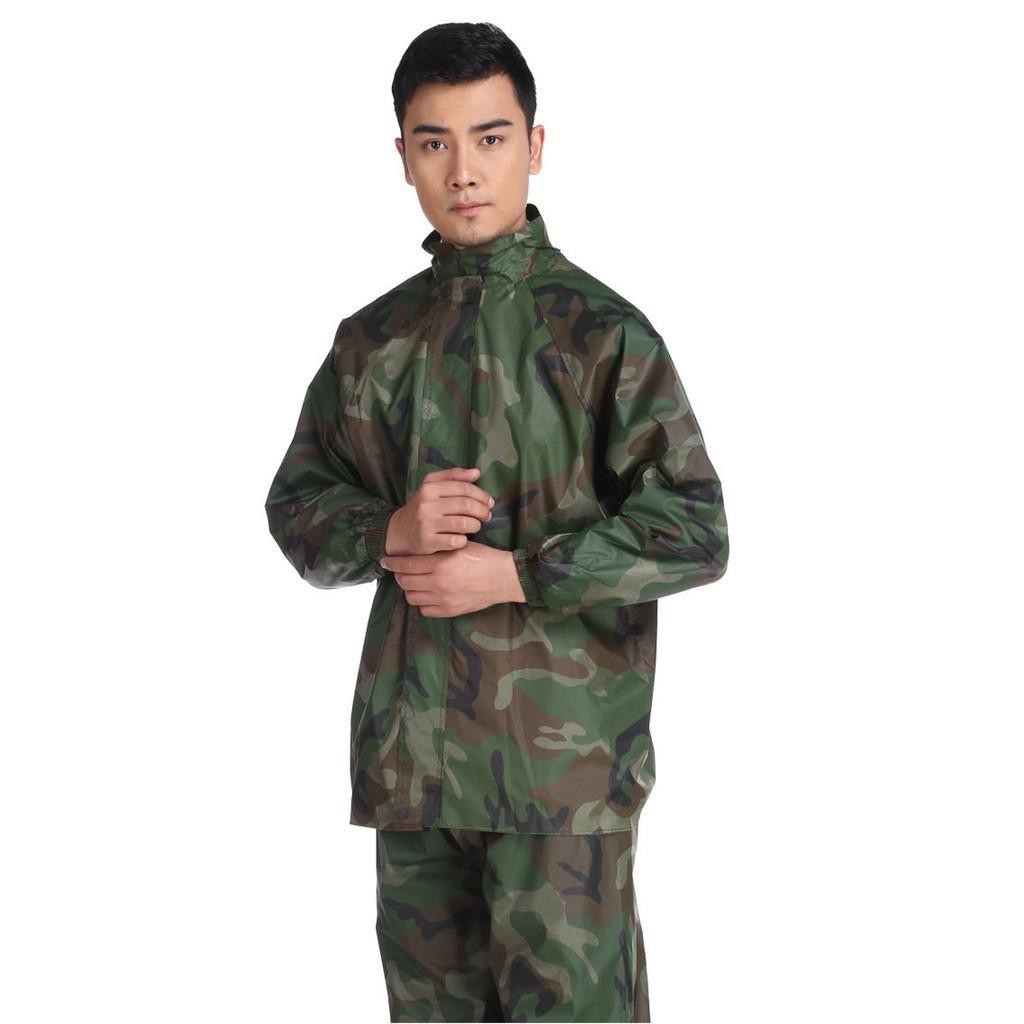 Bộ quần áo đi mưa chống nước, giày ,ấm áp.cản gió nếu gặp trời mưa hình lính vải dù siêu bền