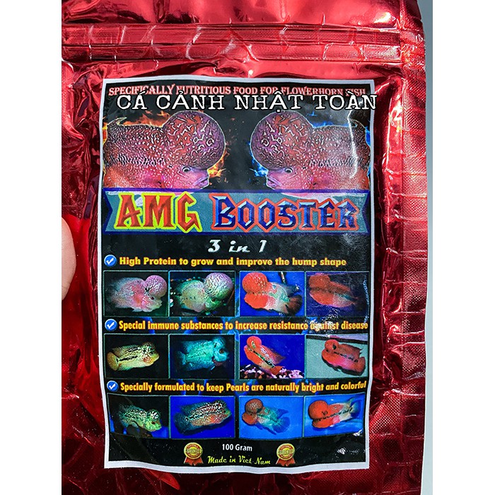 THỨC ĂN CÁ LA HÁN AMG BOOSTER HỖ TRỢ CHÂU, ĐẦU, MÀU 100G