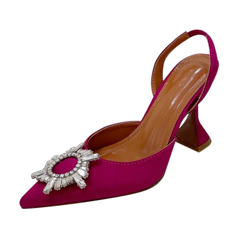 Giày cao gót đính đá phong cách Pháp thời trang mùa hè quyến rũ cho nữ 2021