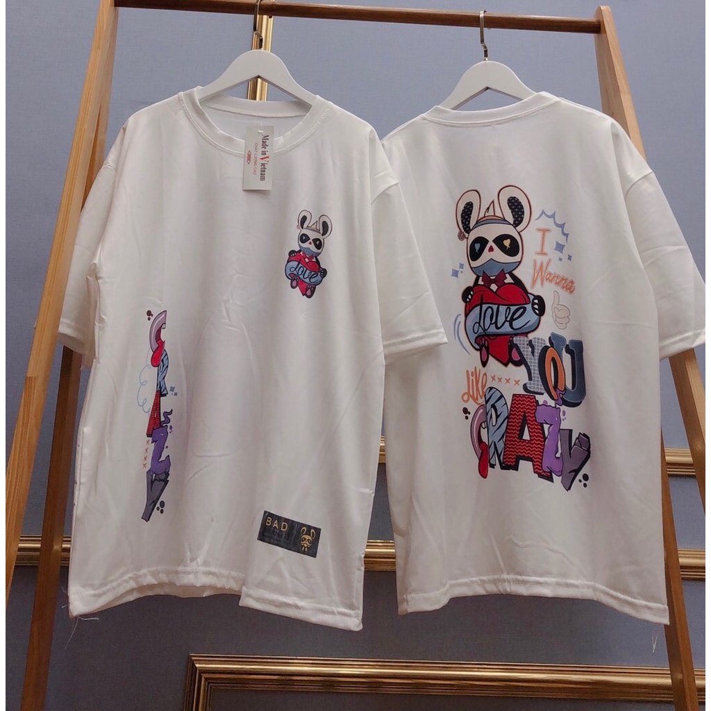 Áo Thun Gấu Trúc Love Unisex, Áo Phông Nam Nữ Tay Lỡ Chất Cotton Mềm Mịn Anne Boutique Mã 948