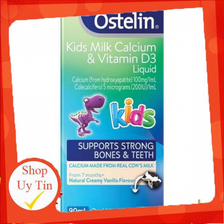 Canxi Nước Ostelin Kids Milk Calcium & D3 Liquid Úc (90ml) Cho Trẻ Từ 7 Tháng Tuổi