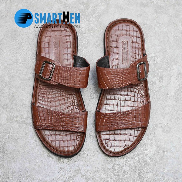 Dép Da bò thật SMARTMEN DSM-07 Nâu