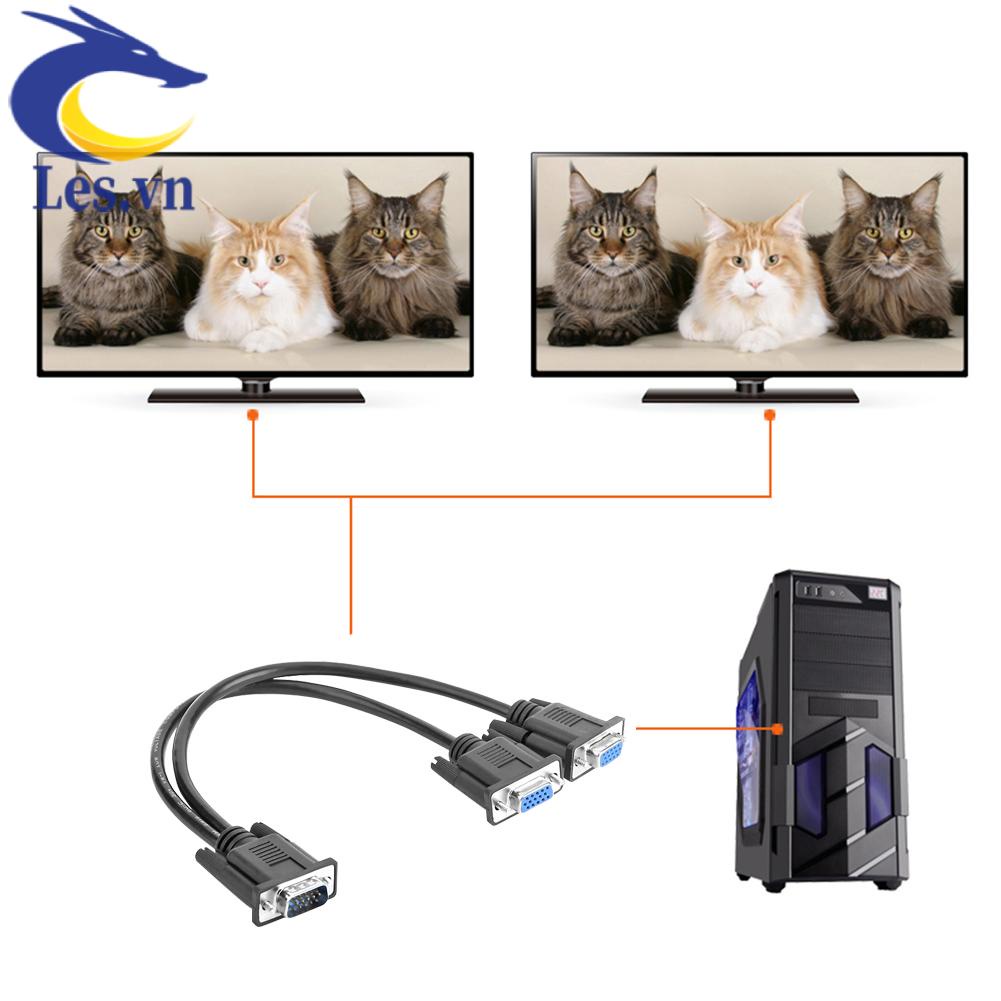 Cáp Chia Cổng VGA 15 Pin Thành 2 Cổng Female Hình Chữ Y Cho PC TV