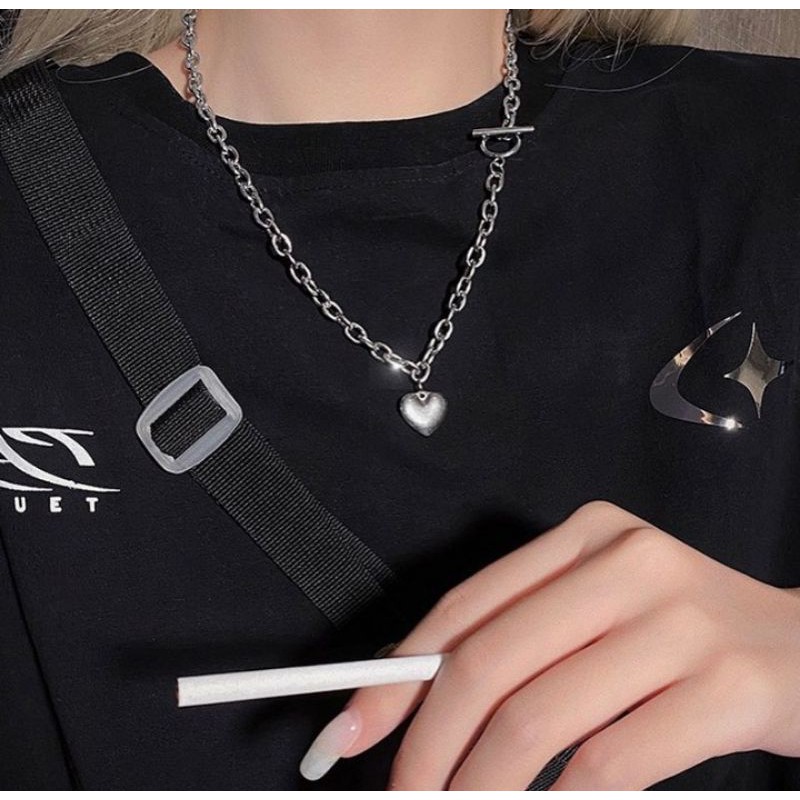 Vòng cổ trái tim khóa OT chất THÉP KHÔNG GỈ