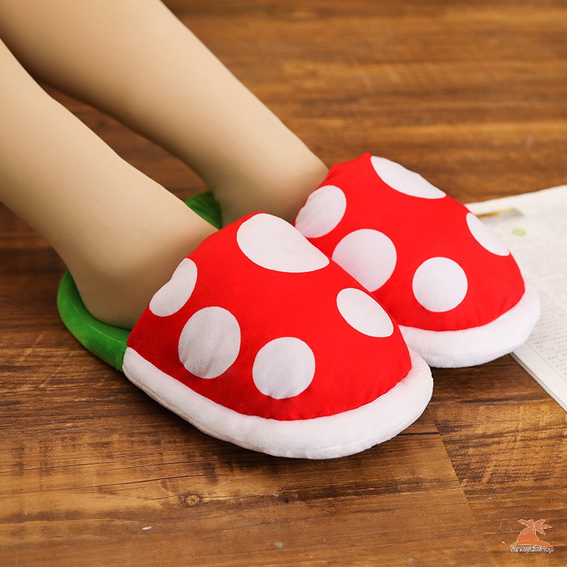 #dep Lê# Cannibal Flower Shape  Slippers Soft Warm Plush Slippers with Pot Holder for Adults Teens