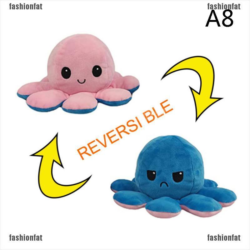 [Iron] Cute Simulation Reversible Octopus Doll Double-sided Flip Plush Toy Kids Gift